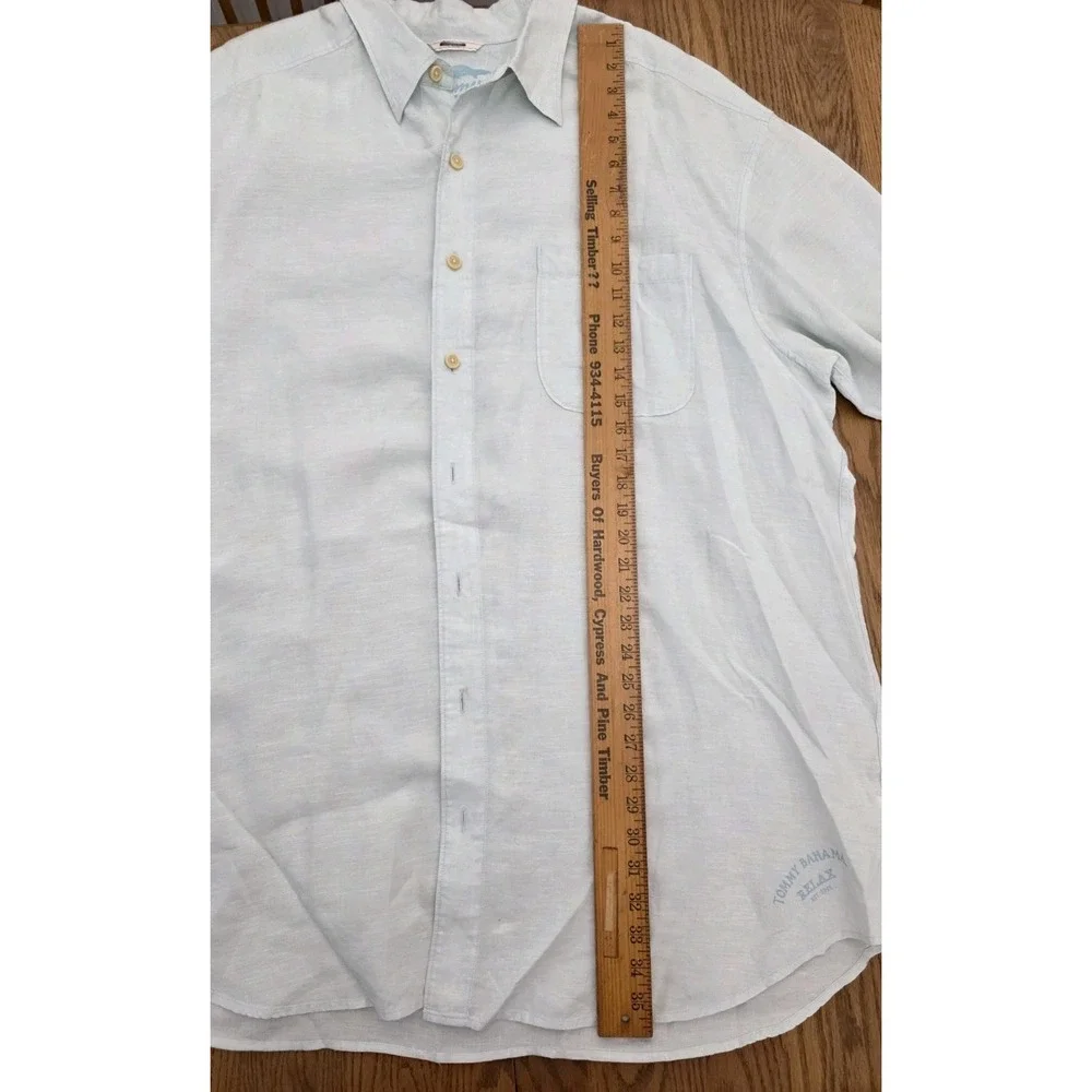 Tommy Bahama Relax 2X 100% Linen Shirt Light Blue Big Tall Long Sleeve Button Up - Picture 7 of 8